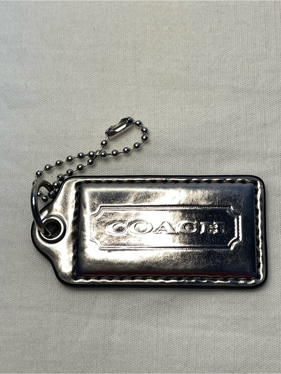 Coach Handbags - Coach Silver Metallic Leather Hang Tag with Ball Chain